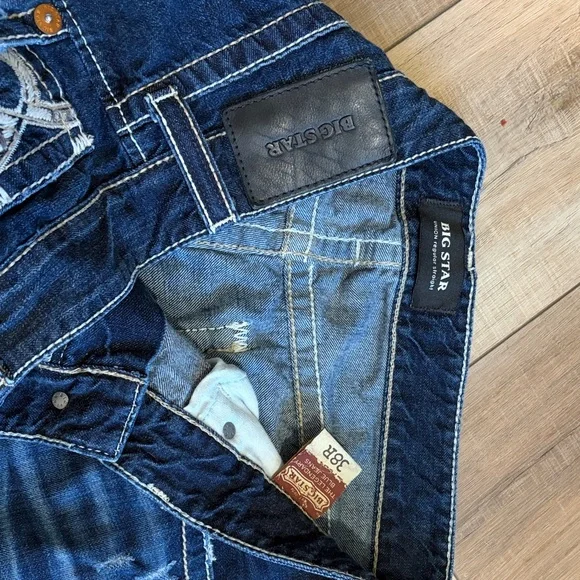 Big Star Men's Straight Distressed Jeans in Deep Blue Size 38 - Picture 4 of 8